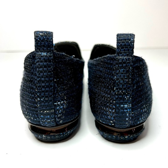 Nicholas Kirkwood Beya Loafers Black Navy Metallic Weave Size 37 - Picture 5 of 8